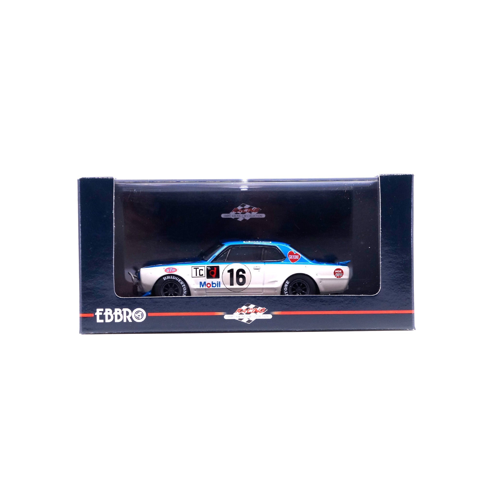 1/43 NISSAN SKYLINE GT-R KPGC10 RACING 1972 #16 (BLUE/WHITE) – EBBRO